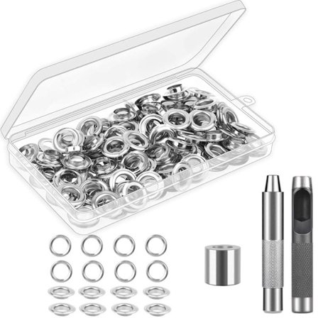 Grommet- og øyeverktøysett, pregesett og 100 sett