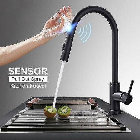 Köksblandare med beröringssensor, kran med avtagbar guldsensor, 360 rostfritt stål roterande kran avkänning blandningskran, beröringsfri 