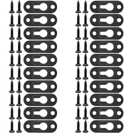 20 st Metall Nyckelhålsplatta med Skruvar, Svarta Nyckelhålsfästen, Hålavstånd 1.31
