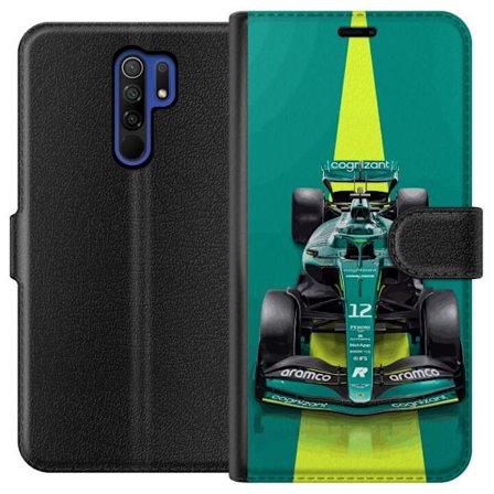 Kompatibelt Lommeboketui til Xiaomi Xiaomi Redmi 9 Aston Martin Formel 1-bil i grønt racingdesign med moderne studiofølelse