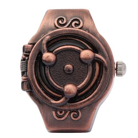 Vintage Anime Stil Herr Quartz Flip Up Cover Fingerring Klocka Röd