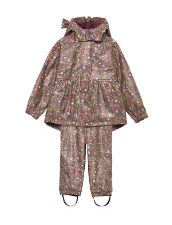 Gunhild Pu Fleece Set W/Dungarees Outerwear Rainwear Rainwear Sets Multi/mönstrad By Lindgren
