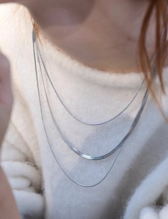 Timi of Sweden Matilde - Triple Chain Necklace Stainless Steel - Silver - ONE SIZE 40 cm