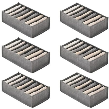 6 stk serie skuffbokser for jeans bukser T-skjorte oppbevaringsbokser arrangør garderobeskap skuffer arrangør 7 rutenett S