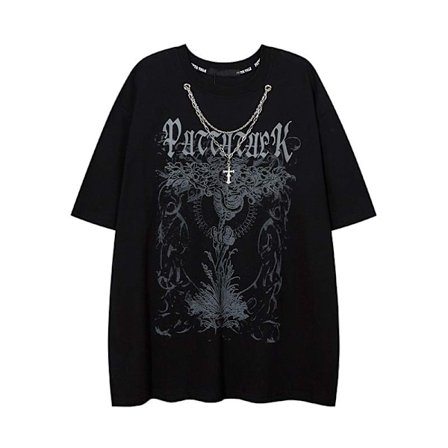 Street Mörk Kortärmad T-shirt Herr Mode Märke Loose Fit svart