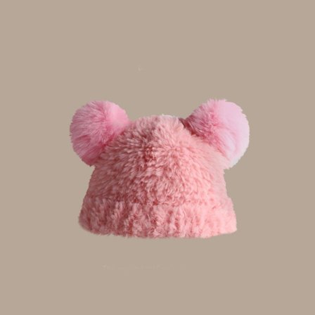 Stickad mössa Bear Ear Hat ROSA