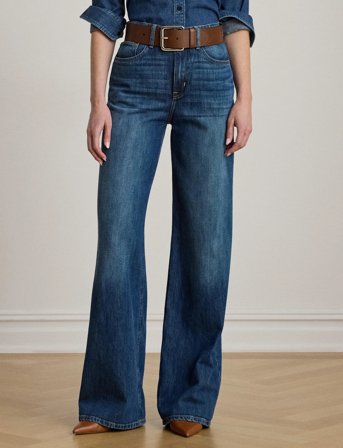 Lauren Ralph Lauren High-Rise Wide-Leg Jean - Blue - 34