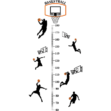Basketbollskottsport Höjdväxtdiagram Väggdekaluppsättning Självhäftande Höjddekaler För Sovrum, 90x30