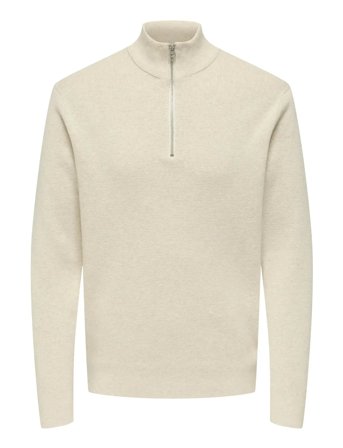 ONLY & SONS Onsting Life Reg Half Zip Knit Noos - Cream - XS