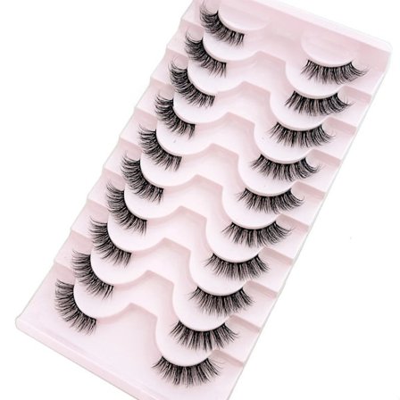 Falska ögonfransar Naturliga Halva Fransar Korta Vågiga Fransar med Transparent Band Paket Cat Eye 3D Faux Mink Fransar Lösögonfransar
