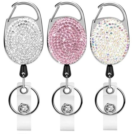 Nøkkelring med uttrekkbar ID-kort, 3 stk, JoJo, Uttrekkbar ID-kortlomme Nøkkelring Nøkkelmerke Utvidbar for nøkler, Kortlomme ID-merkeholder