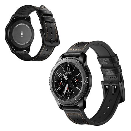Samsung Gear S3 / Frontier klockarmband i äkta läder - Svart