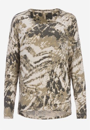 Soyaconcept - Superblød, mønstret jerseytop i beige melange/mønstret til damer i størrelse XL (44) - Cellbes