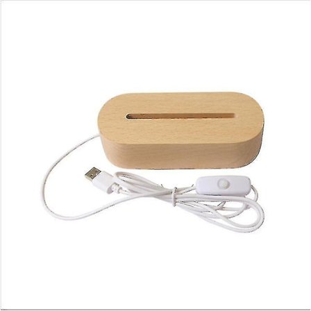 Lampor Oval träfot Ljus Akryl 3D Led Nattlampa