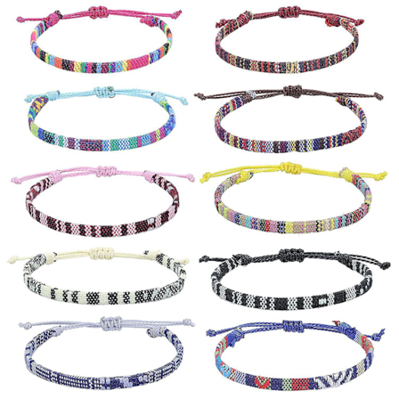 10 kpl Boho-rannekoruja naisille tytöille punotut rannekorut nilkkakorut esteettiset ranta surffari kudotut miesten ystävyysrannekoru korutarvikkeet