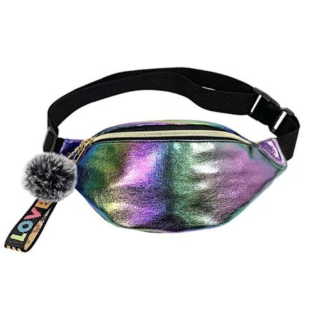 1PC Cool Sequins Printing Waist Bag For Women New Fashion Girls Shoulder Belt Bags Kids Waist Packs Glitter Phone Pouch