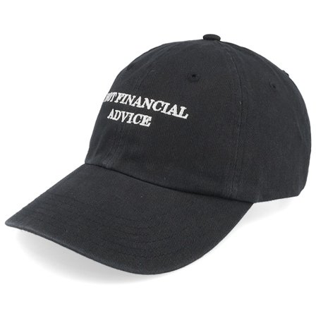 Iconic - "Not Financial Advice Black Dad Cap " Unconstructed Black Cap - @ Hatstore