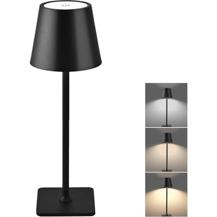 Bärbar Bordslampa Trådlös Sänglampa, Uppladdningsbar LED Bordslampa med 3 färger och steglös dimning_TF_TF