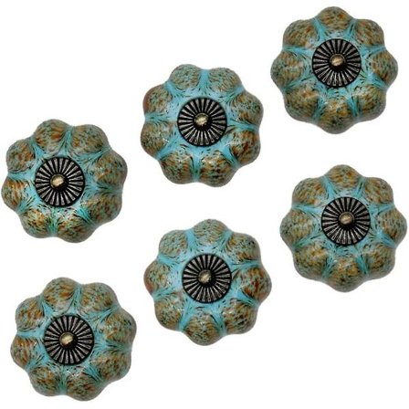 Sæt af 6 Dørgreb, Skuffegreb, Skabgreb, Keramiske Greb, Retro og Elegant Stil Græskar