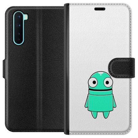 Kompatibel Tegnebogsetui til OnePlus OnePlus Nord Turkis tegneseriefigur med store øjne og en glad personlighed i enkel illustration