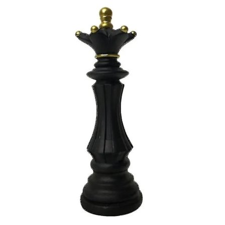 Internationell Schackpjäs Skulptur i Harts för Hem eller Kontor - Dekoration (Svart Drottning)