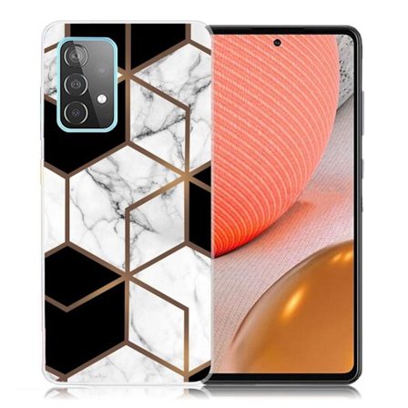 Marmormotiv Samsung Galaxy A72 5G skal - Marmor Kub I Svart Och Vitt