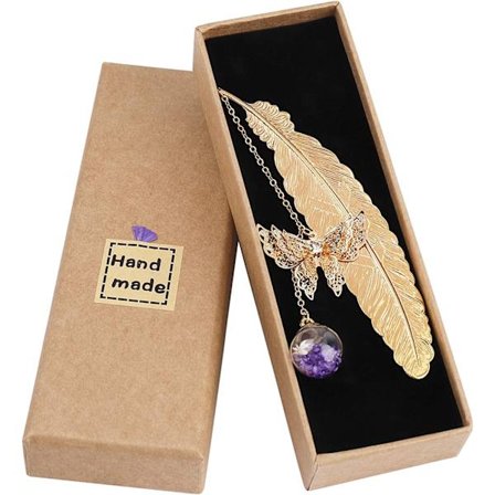 Guld - Set med 2 metallbokmärken med eviga glaspärlor