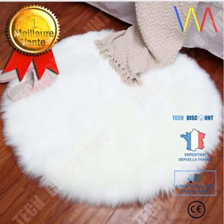 Rund matta i plysch - TD - 60cm - Vit - Europeisk stil - Slitstark