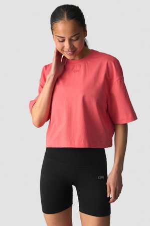 ICANIWILL - Everyday Cotton Cropped T-shirt Dark Pink Peach - Damen - ICIW