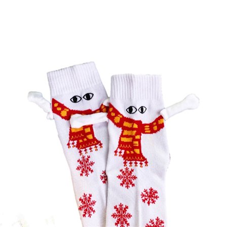 3D juldocka ögon strumpor Förtjusande hand i hand par strumpor för vintern