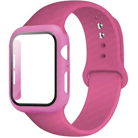 Etui + Rem for Apple Watch Band 44mm 40mm 38mm 42mm Silikonarmbånd med PC Skjermbeskytter Deksel iWatch 3 4 5 6 SE