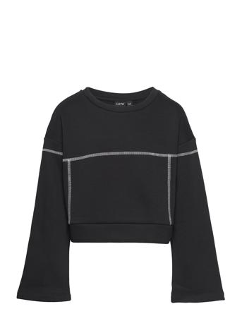 Nlfontrast Ls Short Sweat Sweat-shirt Tröja Svart LMTD