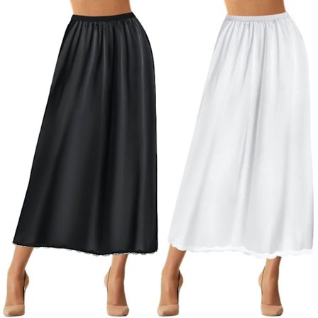 2 stk Halv Slip Blonder Lang Underkjole Kvinners Satin Halv Slip Halve Slippers Under Kjoler Slip (FMY)