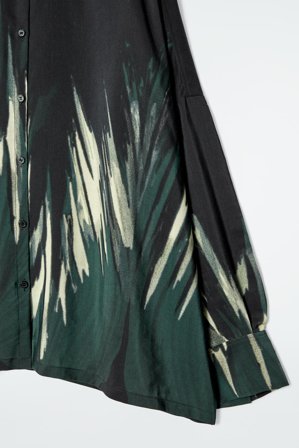 COS Women's Camicia In Misto Lino Con Stampa in Nero