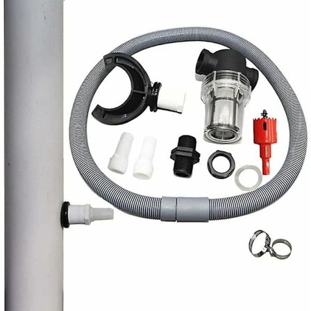 Regnvandssamler Sæt - 11 stk., 110mm Nedløbsrør, med Tilslutningsrør og Filter