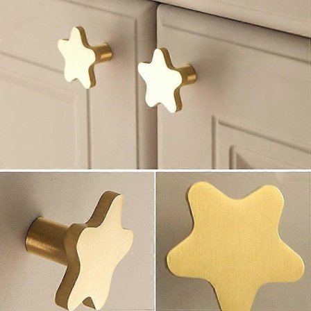 Messing Femtagget Stjerne Skuffeskap Dørhåndtak 4stk[D]