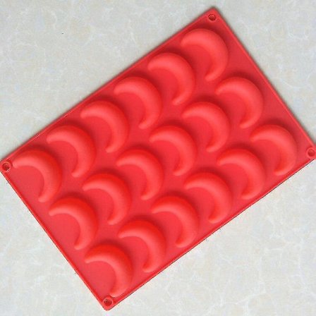 8-hullsform for sjokolade i måneform, silikonform for kake