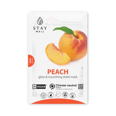 STAY WELL Mask Vegan Sheet - PEACH 20g - Maschera Illuminante viso