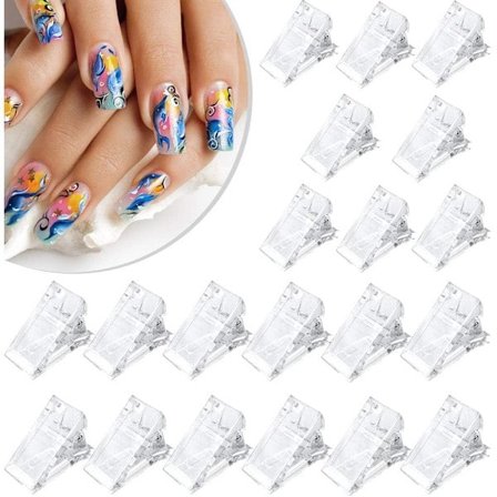 [NT] 20 stk. Polygel Negleklemmer Transparente Gel Negleklemmer Negleklemmer til Negleforlængelse Hurtig Neglebygger Kit