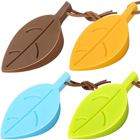 4-pack silikonfingerskydd för dörrstopp, silikondörrstoppare, färgglada och säkra tecknade lövstilar (grön, gul, blå, brun)