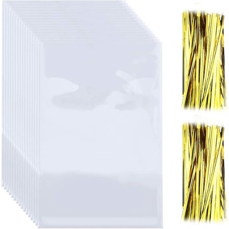 Cellofanpåsar 200 st, Transparenta Cello Godispåsar, OPP Plastpåsar, Festfavoritpåsar, Presentpåsar, Bageri, Födelsedag, Kakor, Godis, Dessert Med