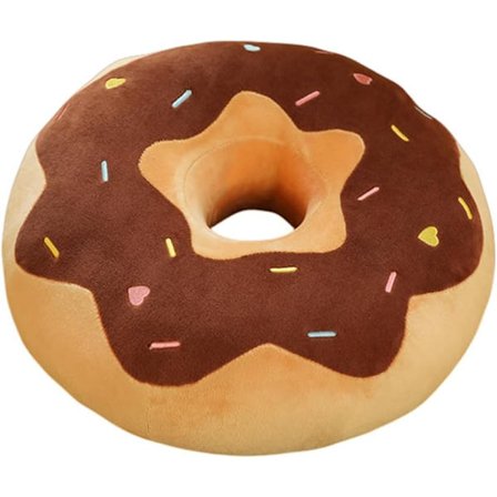 15-tommers rund donut pude, bløde plys madformede puder, sød polstret sofa, stol, brun