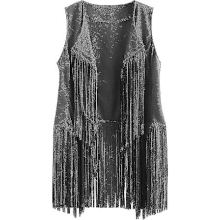 70-tals toppar för kvinnor denimskjorta disco fransväst jacka - perfekt