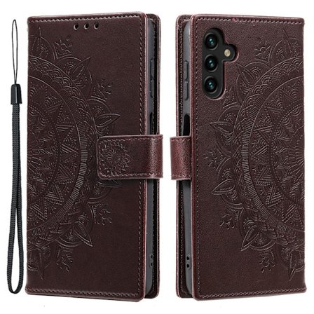 SKALO Samsung A15 4G Mandala lompakkokotelo - Ruskea