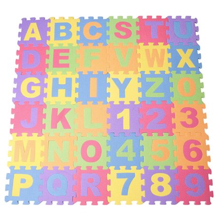 36 stk Bløde EVA Skum Baby Børn Alfabetisk Tal Puslespil