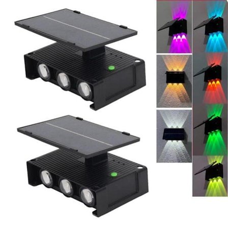 2-pak solcelle væglamper udendørs LED op/ned-lys, vandtæt vægbelysning til facade_OF