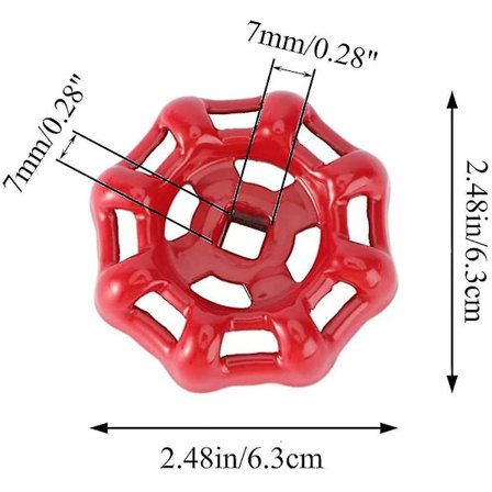 Støpejerns utendørs kran rund hjulhåndtak slangebib håndtak vannspytthåndtak 7x7mm, rød