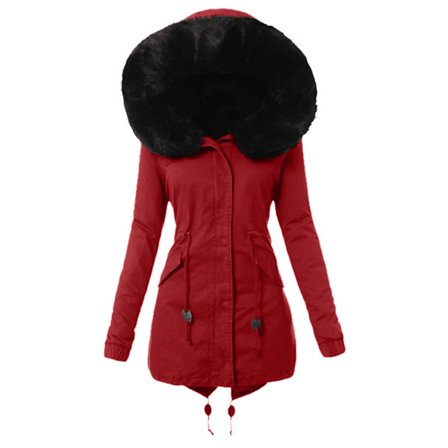 Høst- og vinterbomullsjakke med hatt, slank passform og varm glidelåsjakke for kvinner, høst- og vinterbomullsfrakk med hette, slank passform, varm 