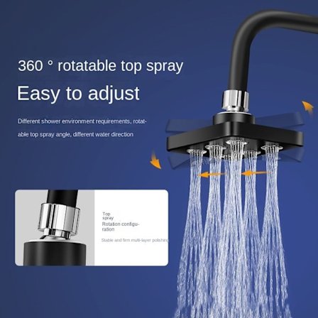 Minidusch med vatten som rinner runt högtrycksvattenbesparande dusch