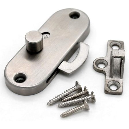1 ST 90° Vinkelglidende Dørlås Spenne Glidende Dørlås Låsebolt for Låve (1 Pakke Sølv)